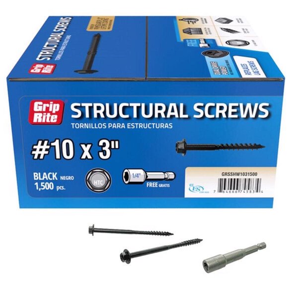 Grip-Rite Lag Screw, #10, 3 in, Torx Drive, 1500 PK GRSSHW1031500